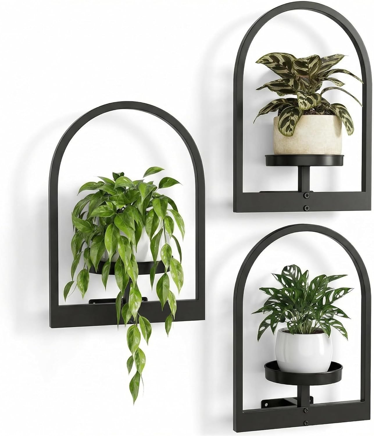Wall Planters for Indoor Plants, Plant Holder Hanger Indoor, Wall-Mounted Planter Frame for Outdoor, Vertical Hanging Flower Pots Holder Plant Stand for Home Decor, 3 Pack