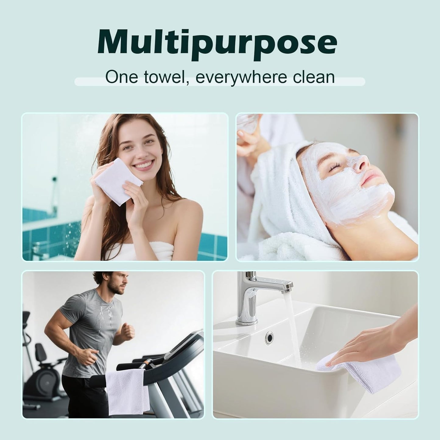 White Washcloths 15 Pack, Highly Absorbent & Quick Drying Face Towels, Premium Quality Soft Bath Towels, Multipurpose Microfiber Wash Cloths, 12x12 inches