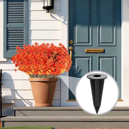 Artificial Flowers Holder for Outdoors and Indoor, 6 PCS Floral Ground Spike for Door Yard Porch Patio Garden Window Box Office Table Kitchen Home Planter Pot Vase Flowerpot Decorations (Black)