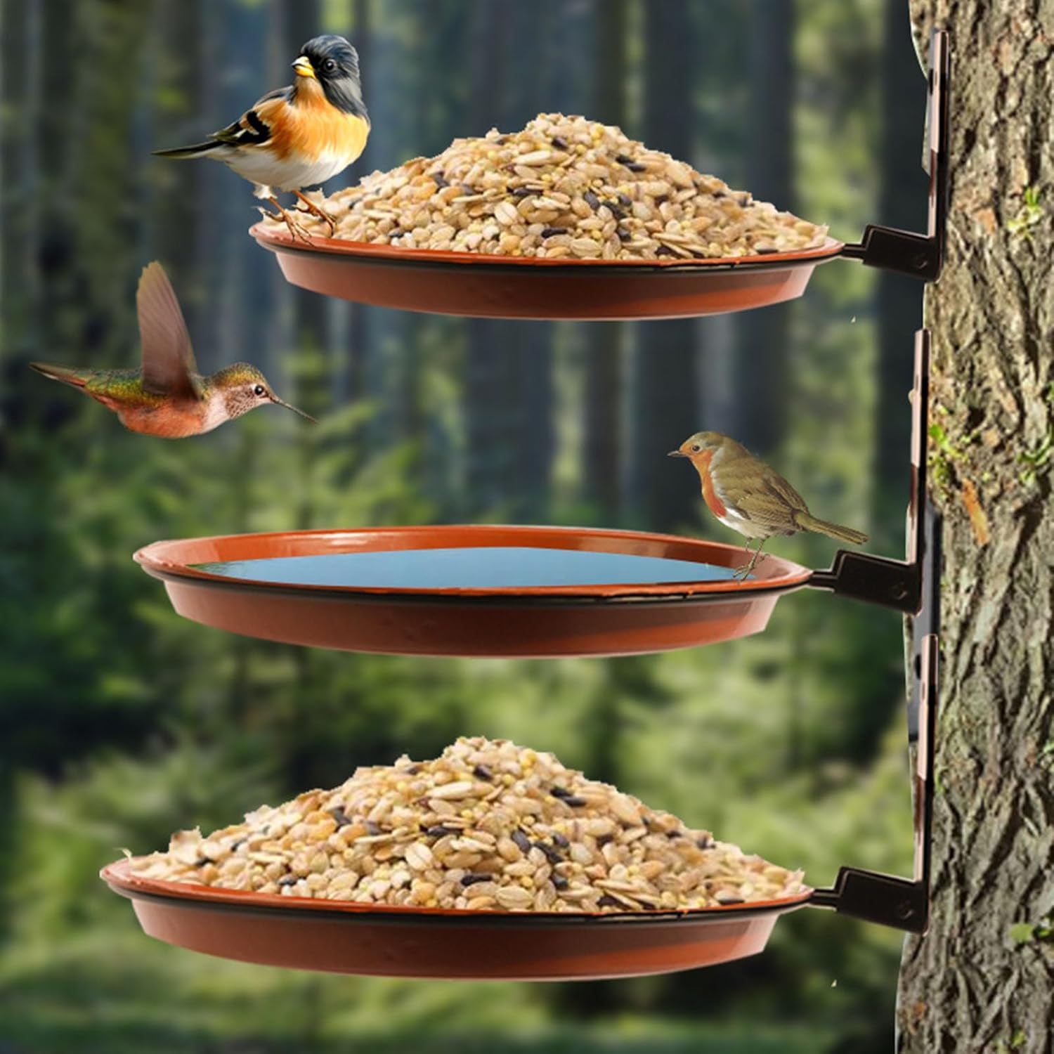 2. Spacious Double Deck Garden Bird Feeder Build Squirrel Guard Multif