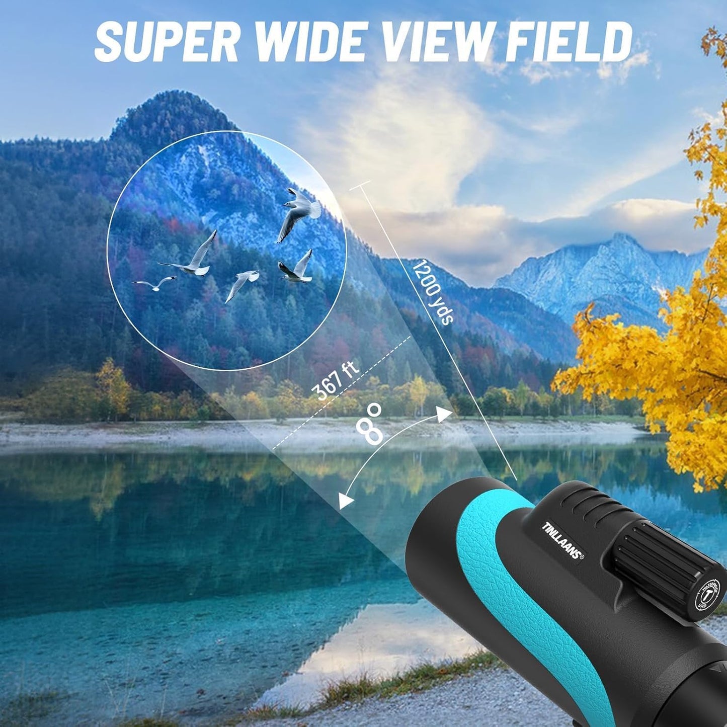 16x56 UHD Monocular Telescope, Monoculars for Adults High Powered, Monocular for Stargazing, with BAK-4Prism,FMC Lens, 8° Wide Angle,Bird Watching with Phone Holder & Tripod(Blue)