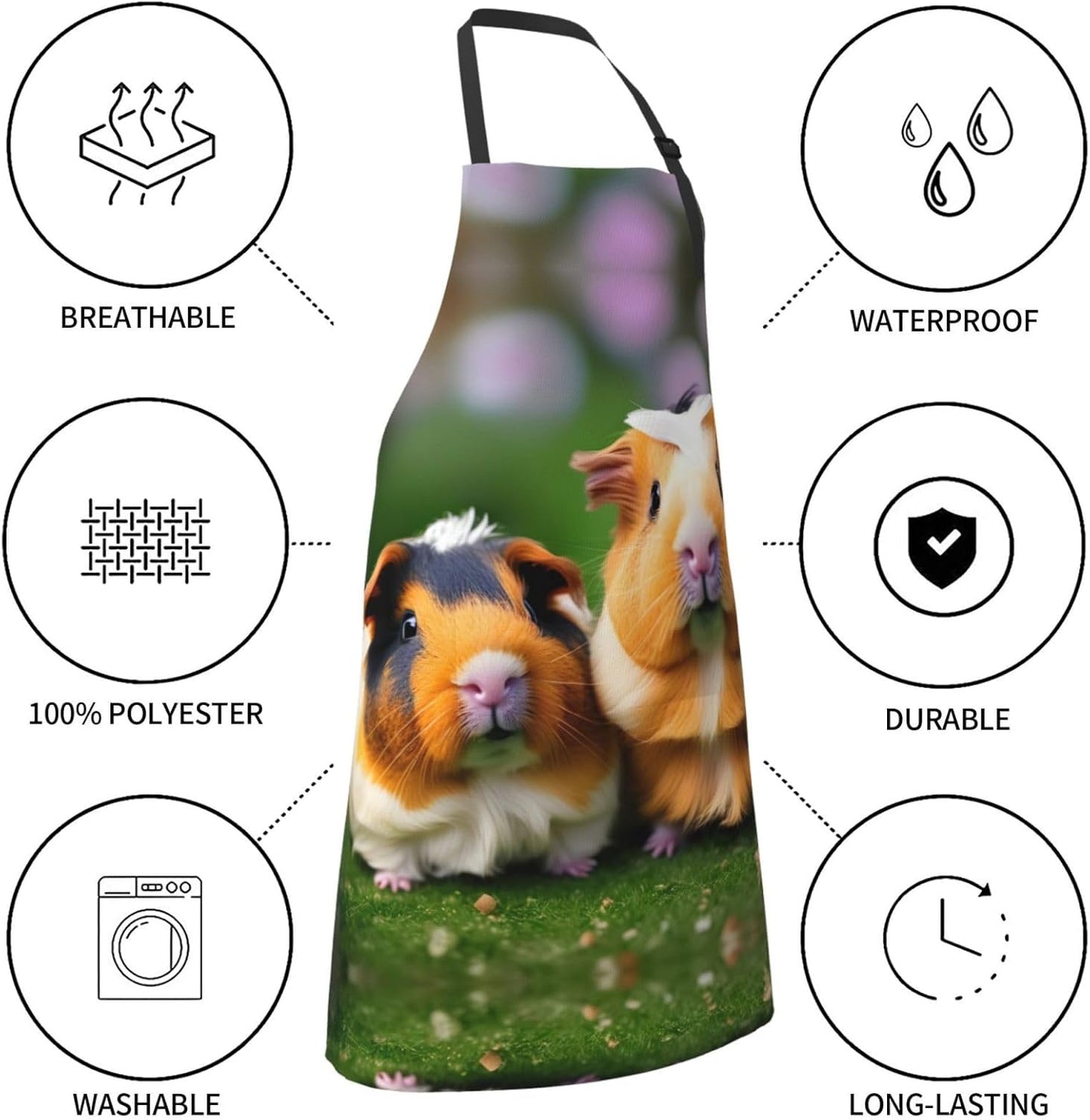 Cute guinea pigs print Waterproof apron with pocket adjustable cooking apron for adult kitchen bibs to bake
