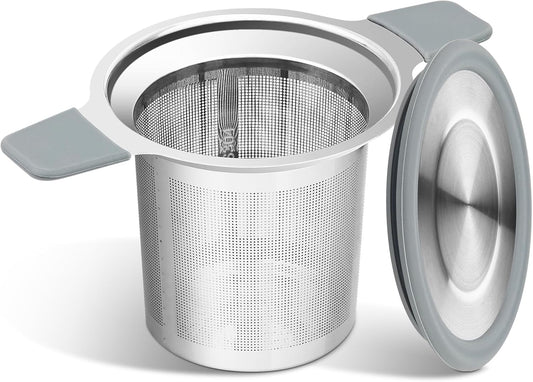 Ohtomber Tea Infuser Strainers, Stainless Steel Loose Leaf Tea Strainer Stepper with Heat Proof Double Handles, Extra Fine Mesh Ball Infusers, Diffuser Holder Filter for Mugs
