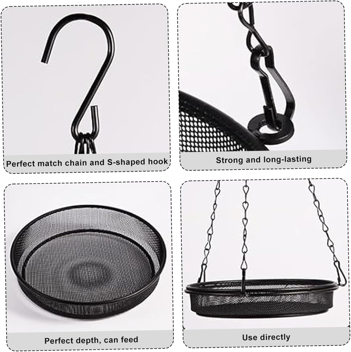 Hanging Bird Bath Birdfeeders Outside Hanging, 2-in-1 Metal Birdfeeder