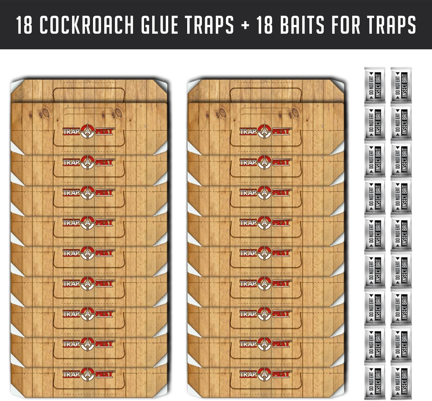 Roach Traps Indoor Sticky (18 Pack) - Glue Traps for Roaches Bug Traps