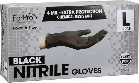 ForPro Disposable Nitrile Gloves, Chemical Resistant, Powder-Free, Latex-Free, Non-Sterile, Food Safe, 4 Mil