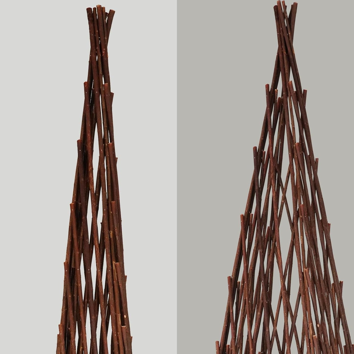 Expandable Teepee Wicker Plant Trellis,Obelisk Trellis for Climbing Plant Outdoor, Wicker Trellises for Plants Flower Self Standing Expandable Pyramid Trellis for Plant Protection and Plant Climbing