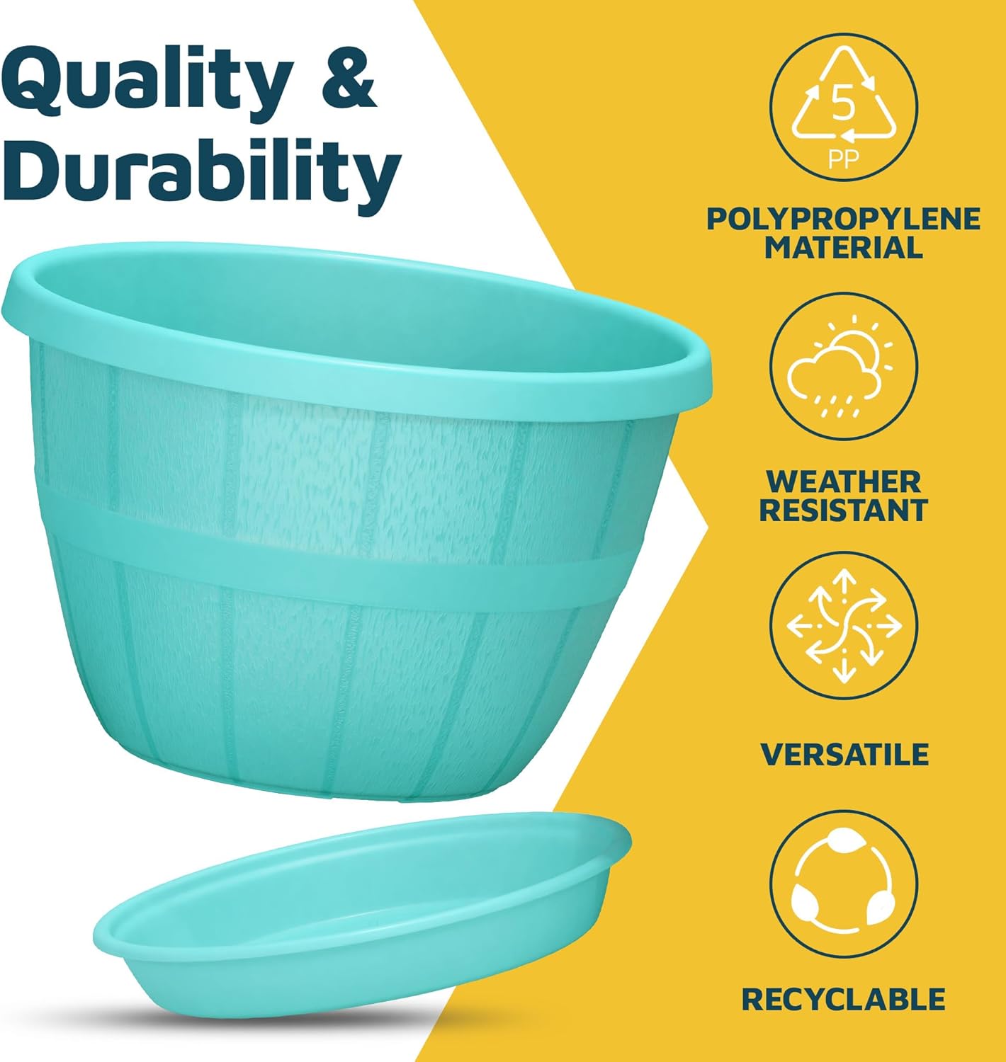 10-Inch Whiskey Barrel Planters Outdoor Pack of 10 - Durable Plastic P