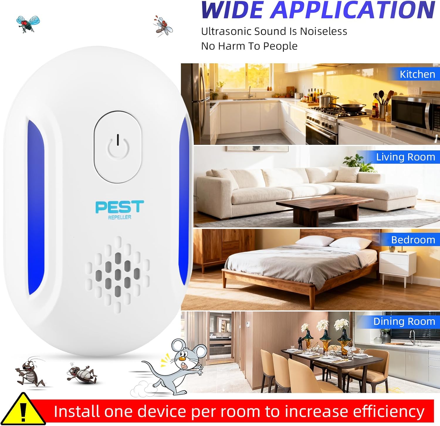 2026 Electronic Ultrasonic Pest Control Repeller Plug in for Roach Rod