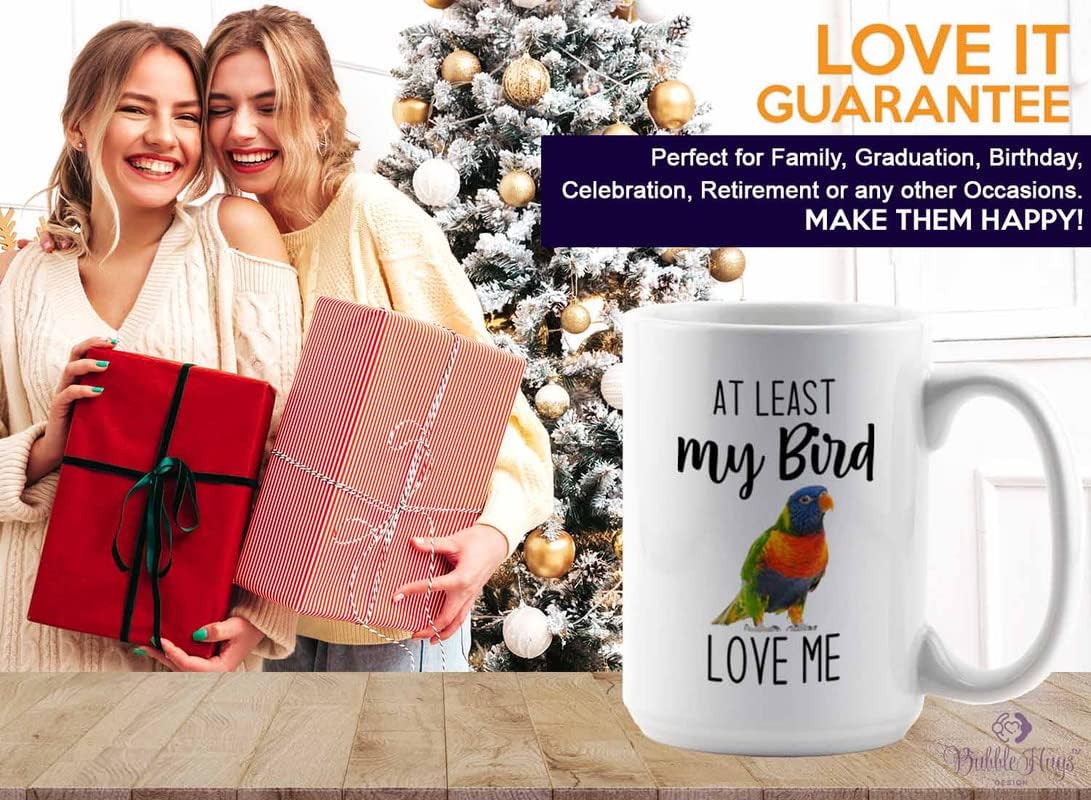 Bird Lover Coffee Mug 15oz White - Bird loves me - Hummingbird Nest Cage Parrot Dad Gardening Outdoor Birdwatcher Feeder