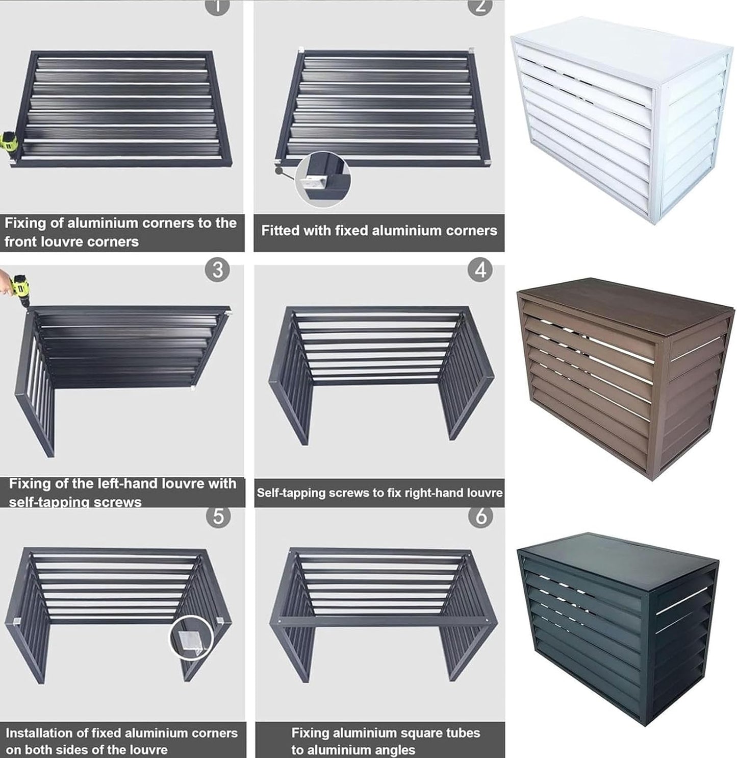 Outdoor air conditioner screen,Mini Split Air Conditioner Cover for Outside Units,Shelf Plant Stand,Outdoor AC Unit Cover,Noise Reduction,suitable for outdoor(Color:Gray,Size:110*60*80cm/43*