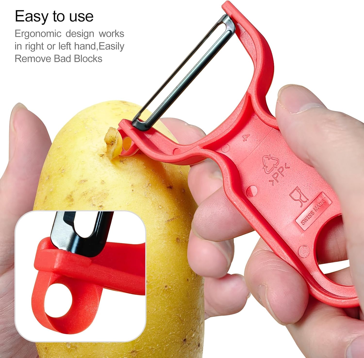 Original Vegetable Fruit Peeler Carbon Steel Blade 3 Pack Red/Green/Ye