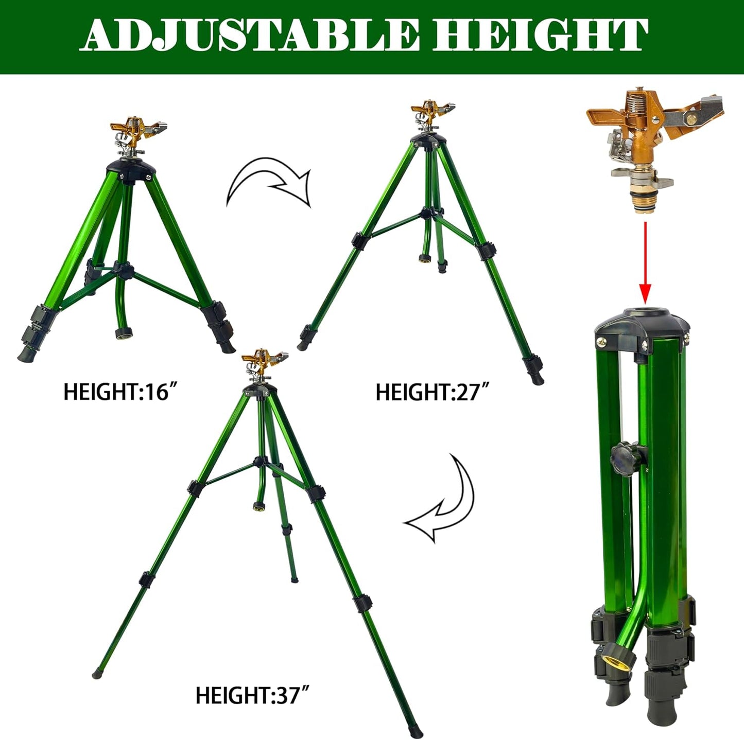 Impact Sprinkler on Tripod Base, Tripod Sprinklers with Brass Head, 36