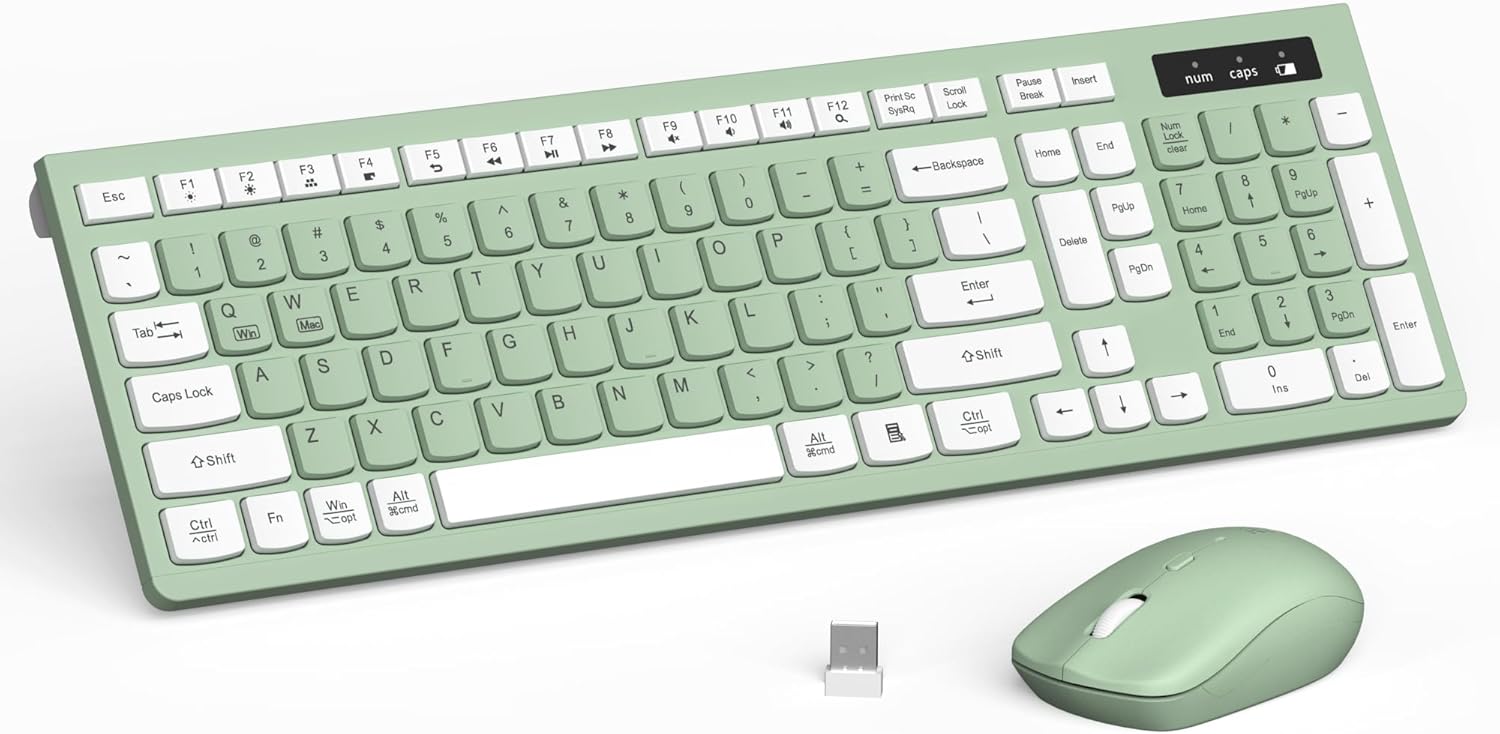 Wireless Keyboard and Mouse Combo, Full-Sized Wireless Keyboard and Ad