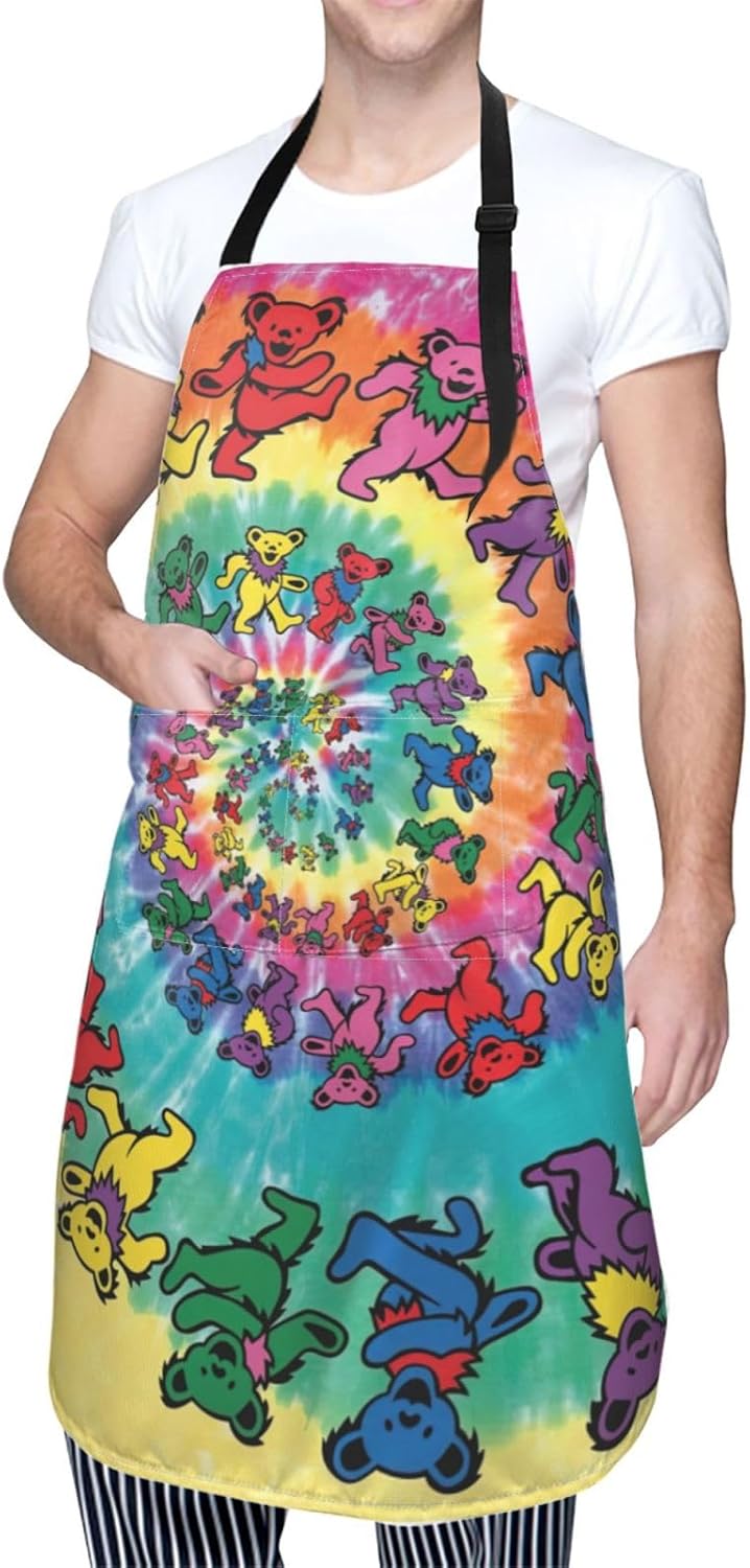 Dancing thanksgiving bear Print 28x33 In Adult Kitchen Apron with Pock