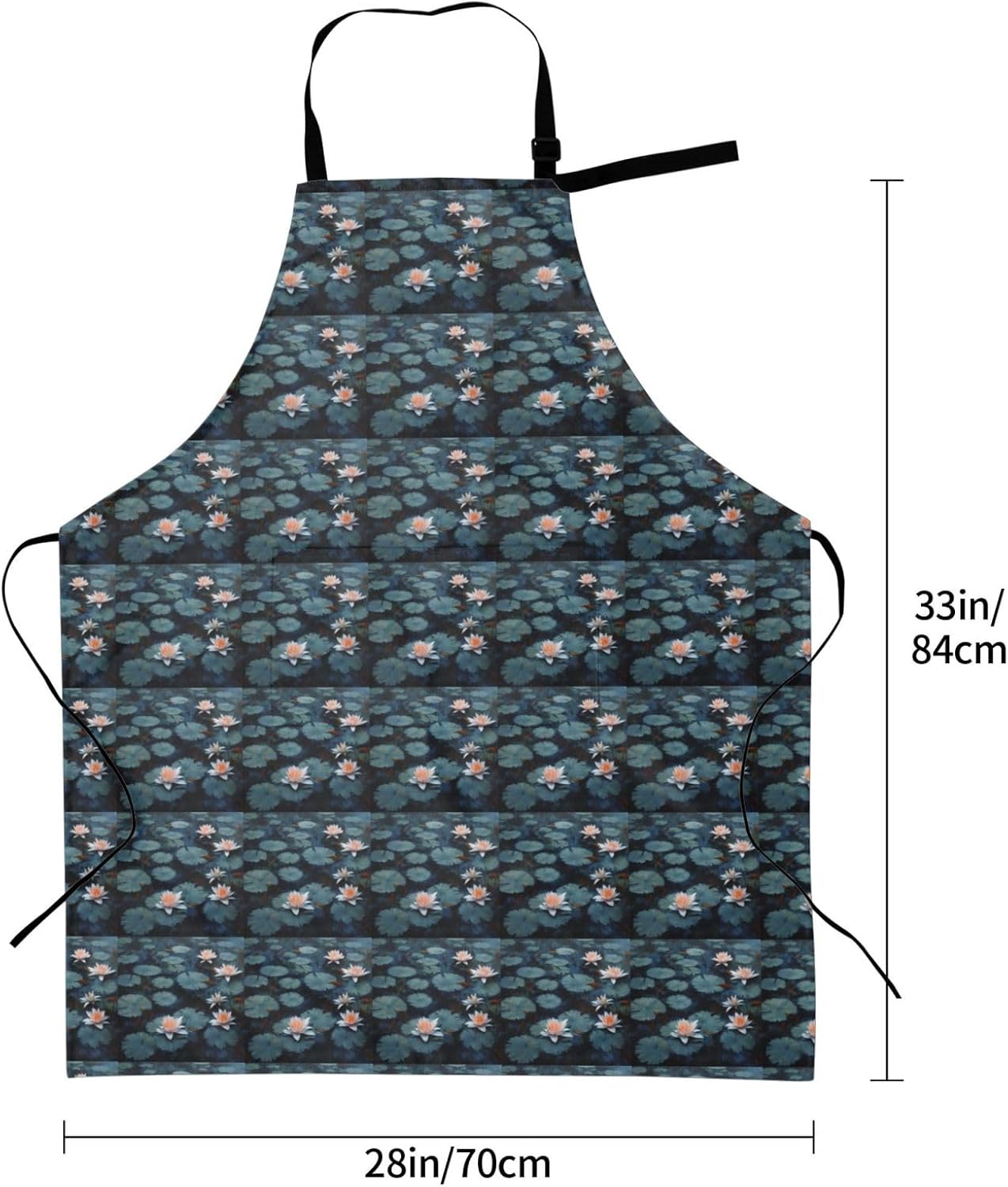 YANYU Lily Pads Flower Print 28x33 In Kitchen Apron Stylish Chef Apron with Pockets for Cooking Baking Painting