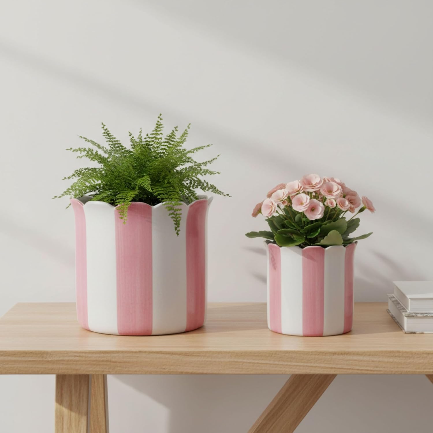 Set of 2 Ceramic Planters – Planter Pots for Greenery, Indoor or Outdo