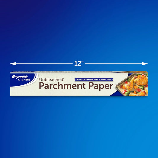 Reynolds Kitchens Unbleached Parchment Paper Roll, Non Stick Parchment Paper for Cooking and Baking, Oven Safe up to 425 Degrees, Chlorine-Free, 45 Feet x 12 Inches, 45 Total Sq. Ft.
