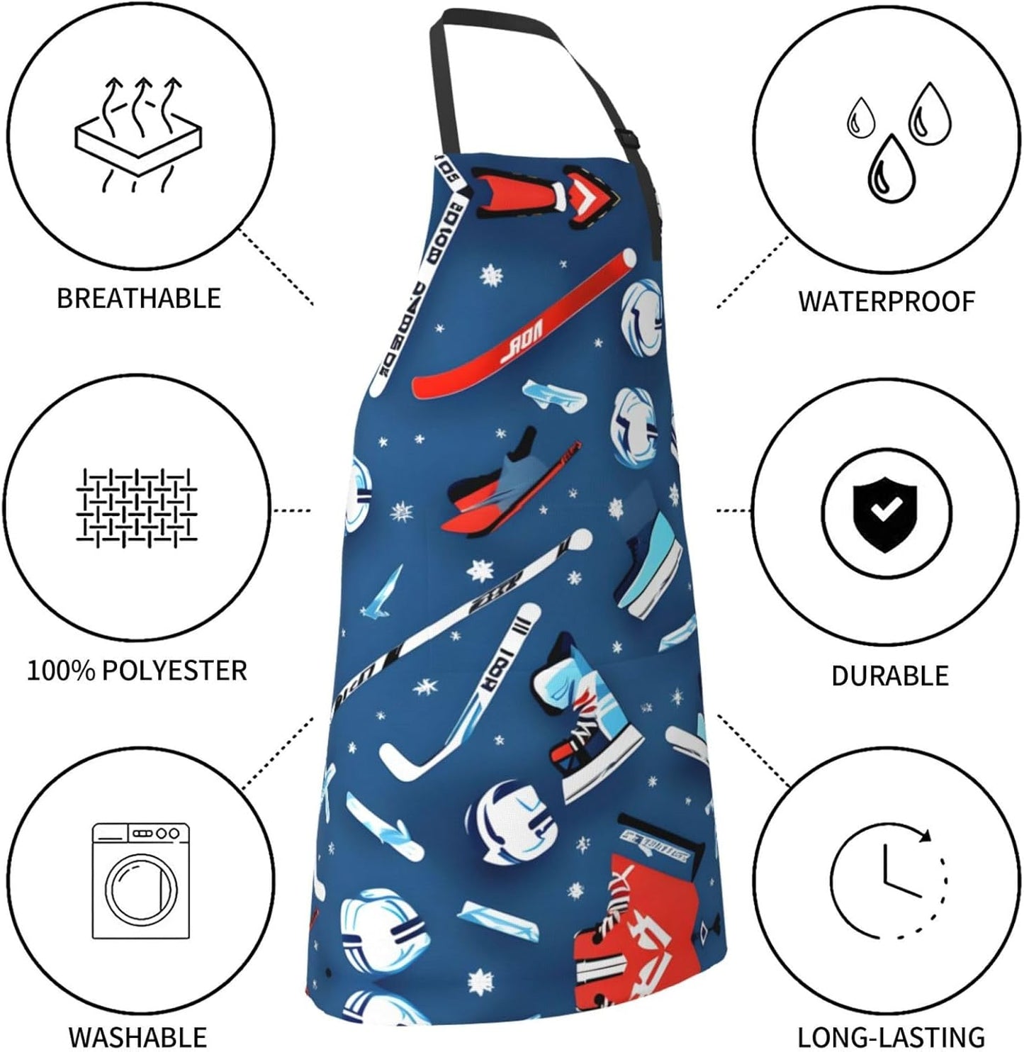 Ice Hockey print print Waterproof apron with pocket adjustable cooking apron for adult kitchen bibs to bake