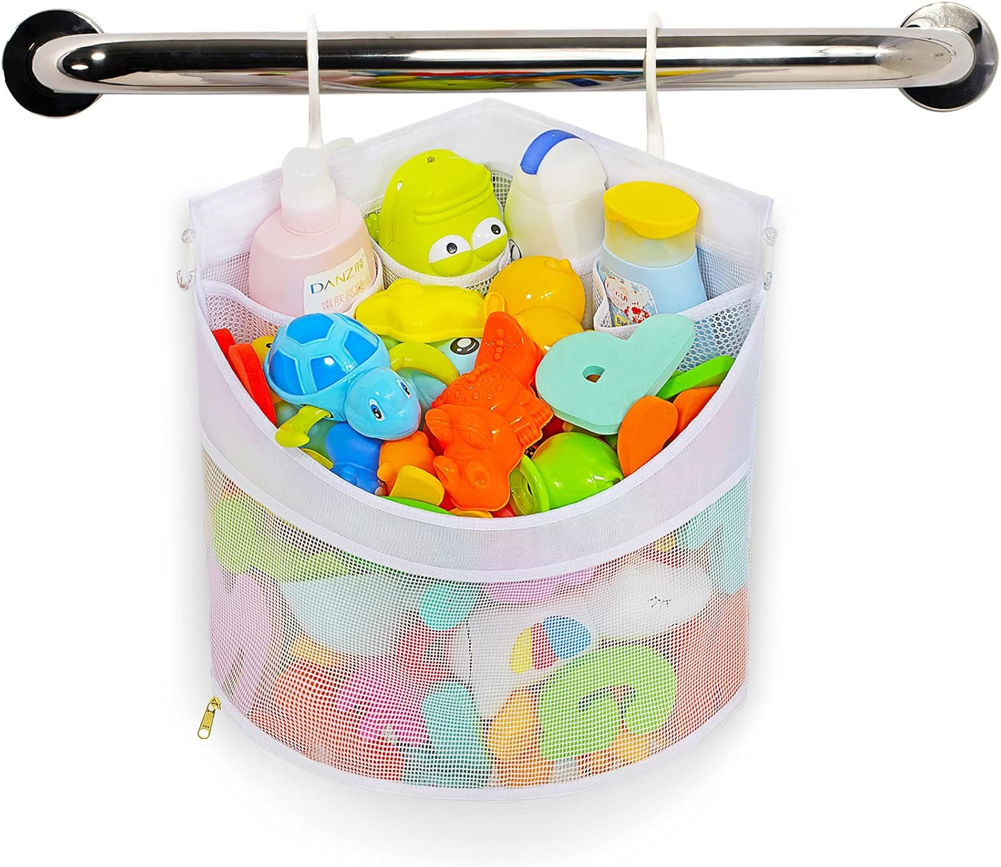 Ligereza Baby Bath Toy Organizer, Quick Drying and Mould Proof, Corner Hang-Suspension Holder, Large Capacity Multi Use Shower Caddy (White)