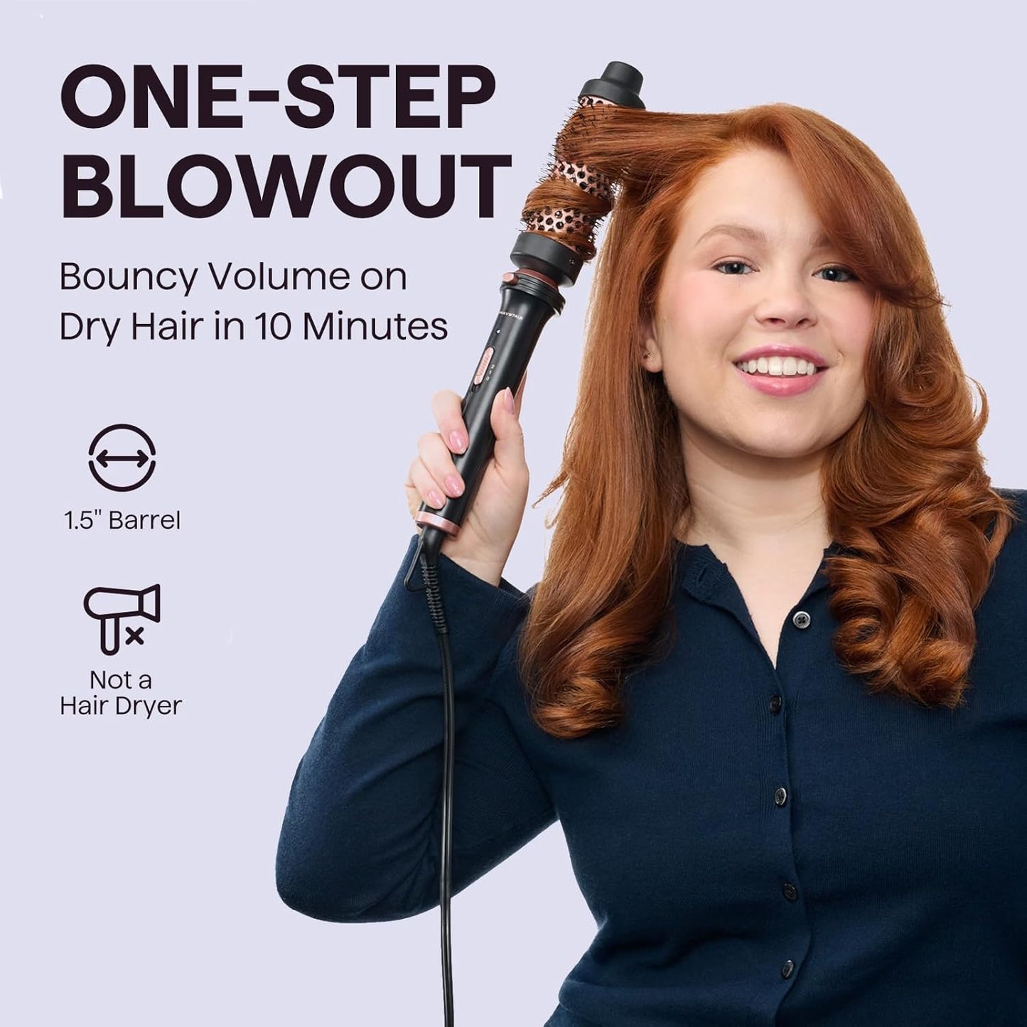 Wavytalk Thermal Brush, 1 1/2 inch Heated Round Brush with Detachable 