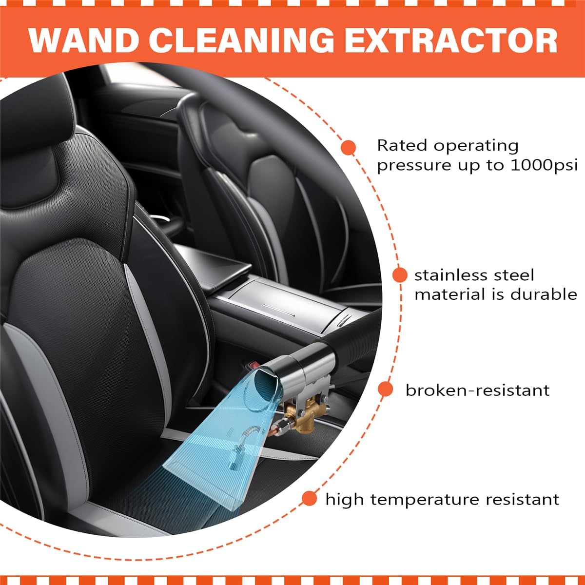 Stainless Steel Carpet Extractor Wand for Steam Car Cleaner, Truckmount Carpet Cleaning Machine Accessory, Upholstery Cleaning Tool for Furniture Auto Car Detailing
