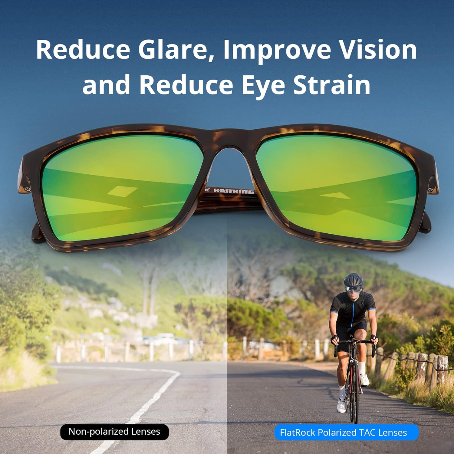 KastKing FlatRock Polarized Sport Sunglasses for Men and Women, Ideal 