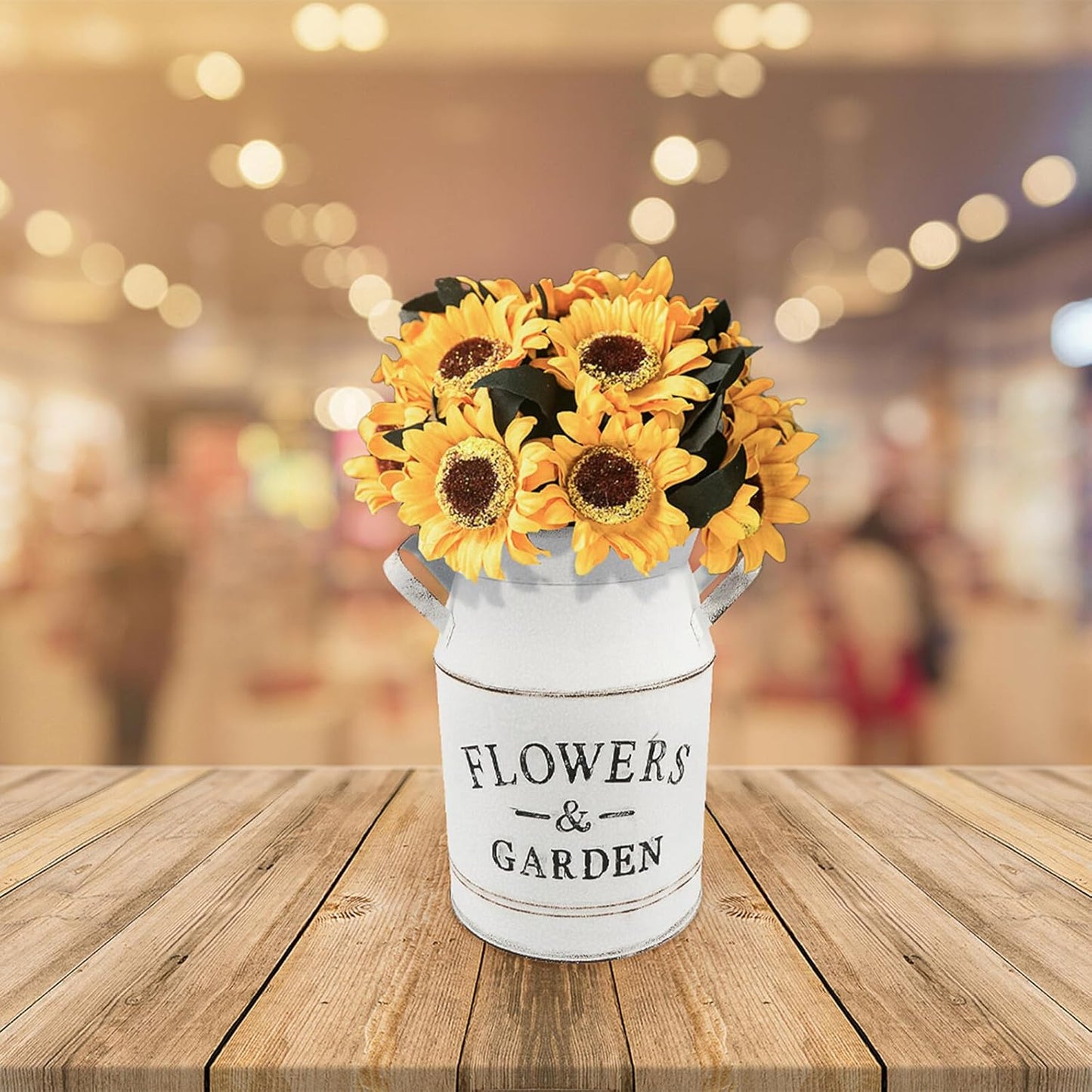 Milisten Vintage Metal Flower Bucket Vase Large Retro Letter Pattern D