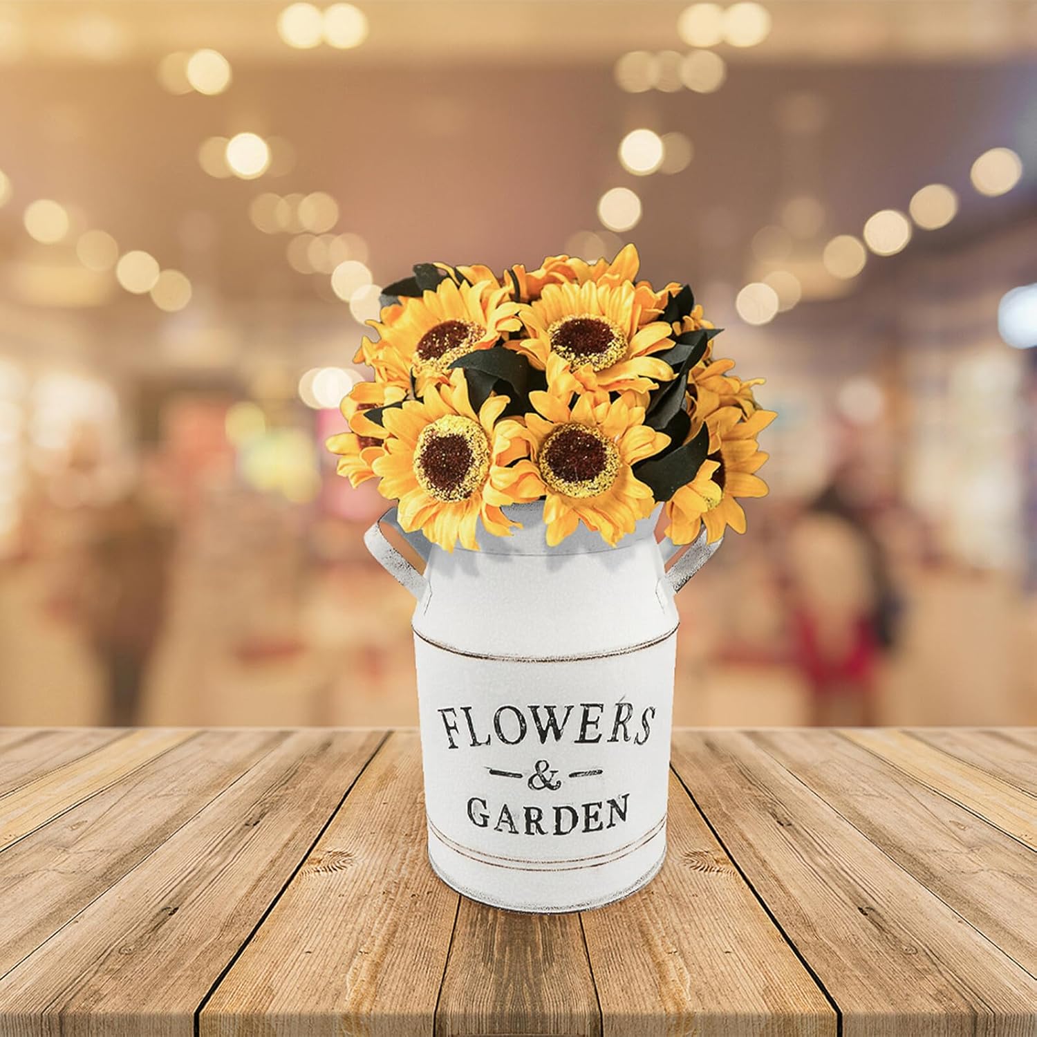 Milisten Vintage Metal Flower Bucket Vase Large Retro Letter Pattern D