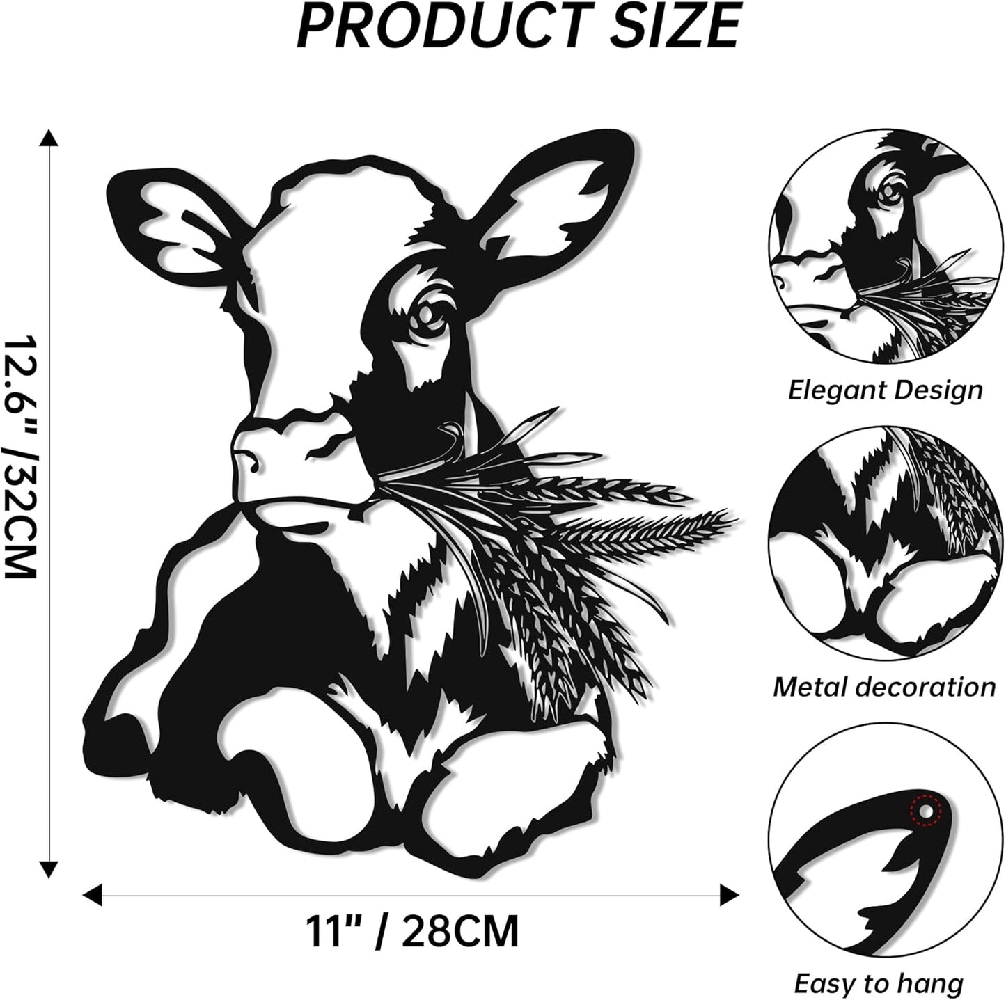YATEASLU Cow Decor - Cow Wall Art, Metal Animal Decorations for Home, 