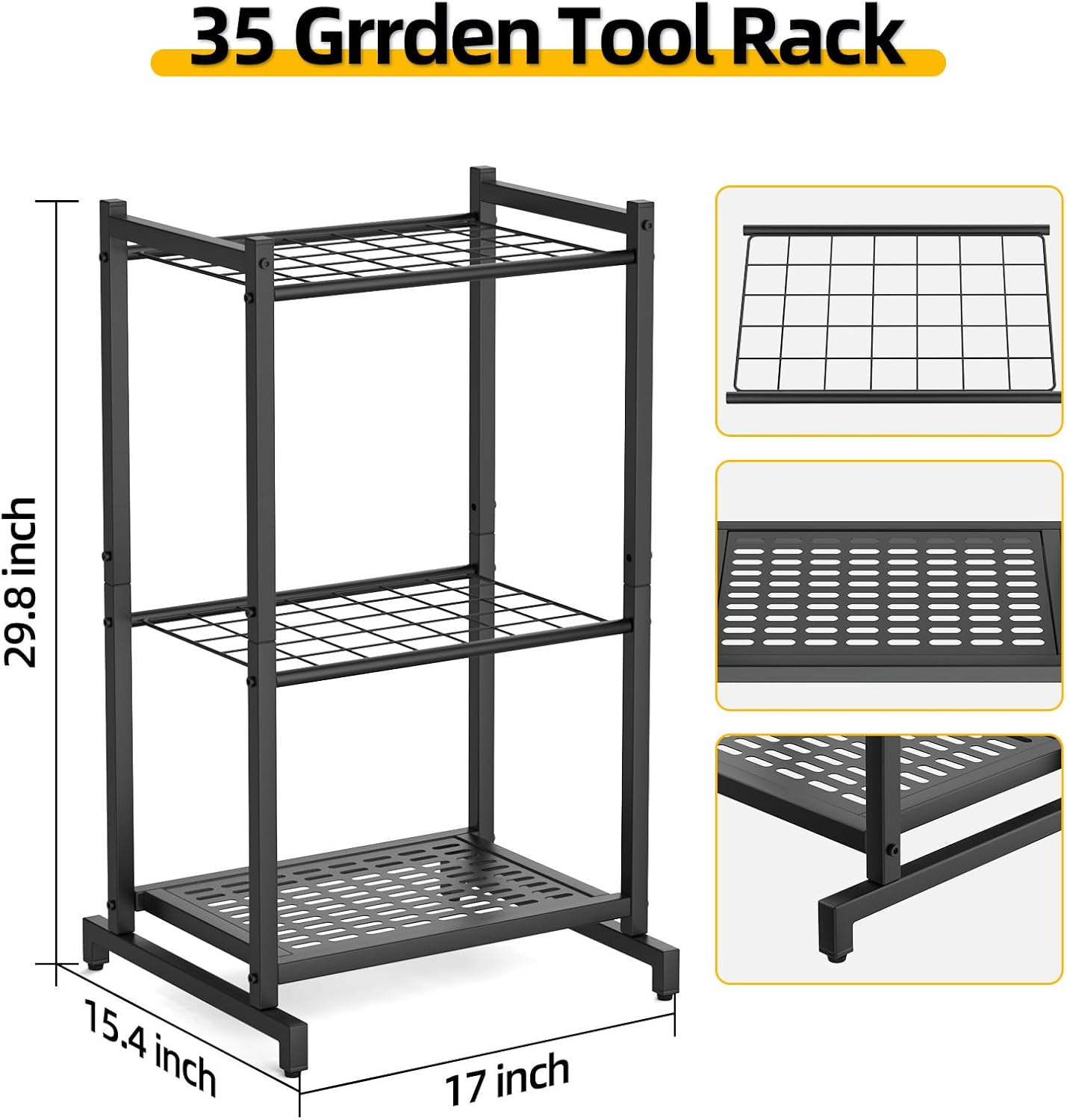 Garden Tool Organizer for Garage，Garden Tool Storage Rack with Wheels，Yard Tool Holder for Garage, Shed, Outdoor, Tool Stand