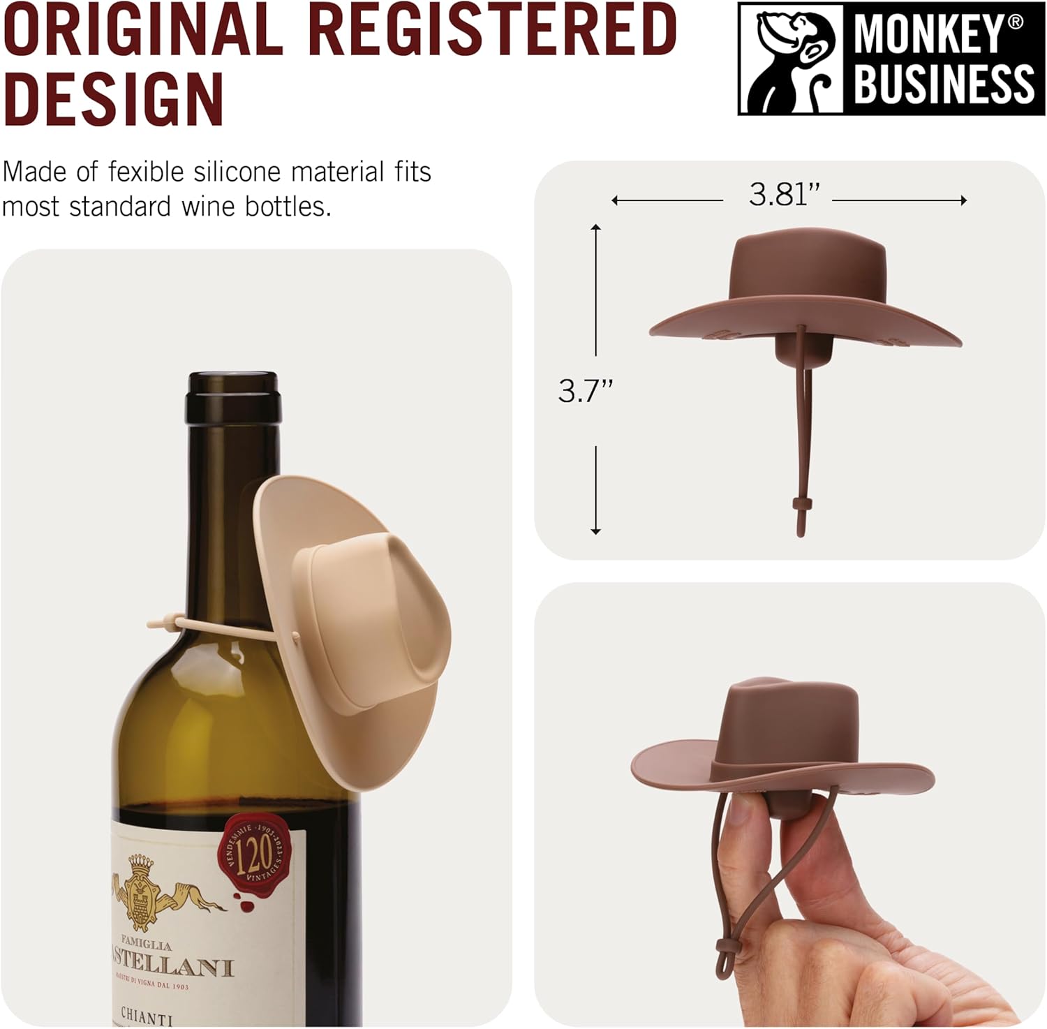 Monkey Business Howdy - 2-Pack Cowboy Hat Wine Stoppers – Fun Silicone