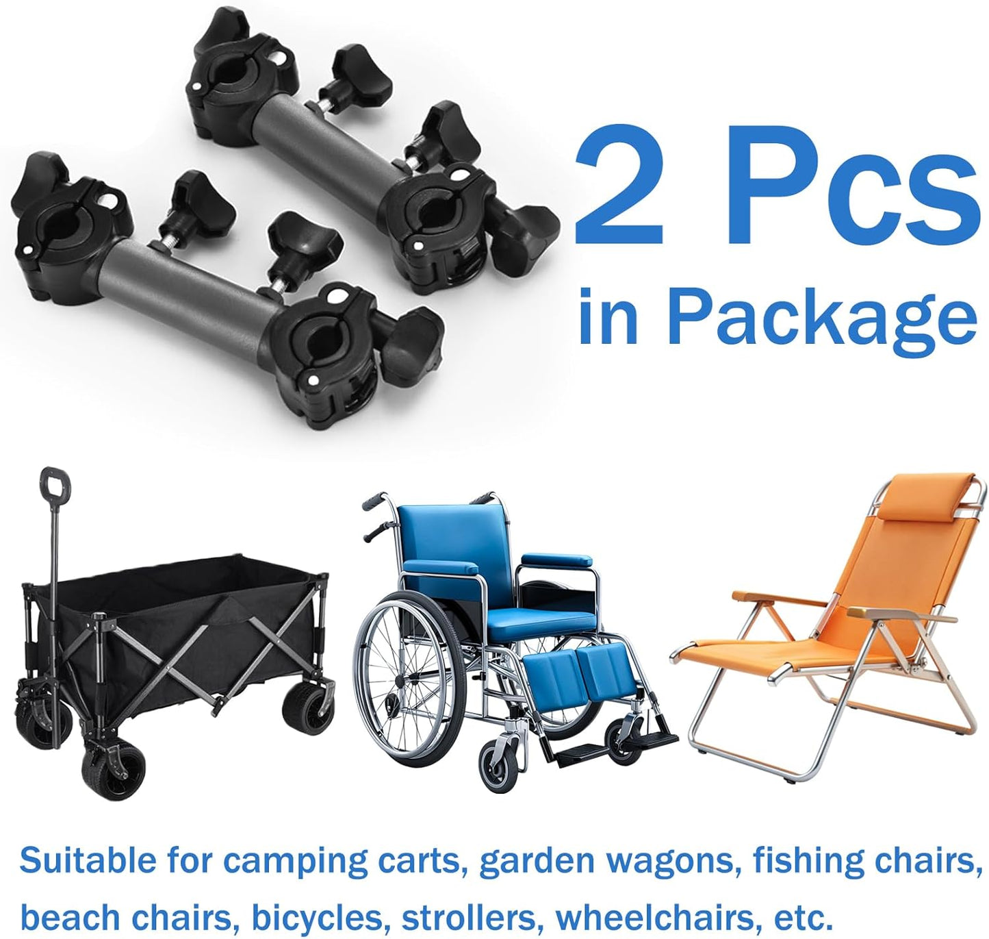 Camping Wagon Cart Umbrella Holder - Garden Push Trolley Umbrella Bracket, Fishing Rod Mount, Versatile Support Accessories, 2 Pcs