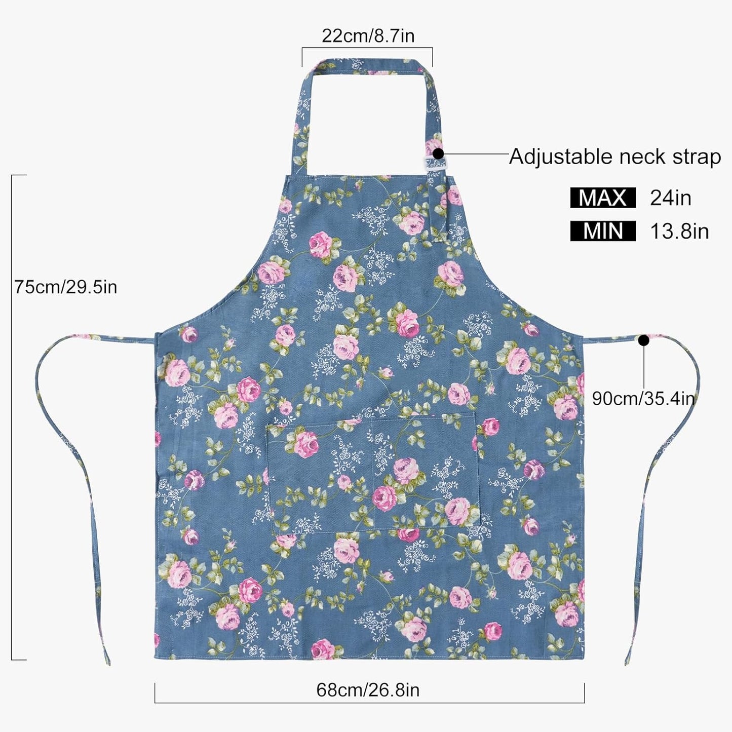DILLMAN Aprons for Women with Pockets Cotton Linen Cooking Kitchen Bak