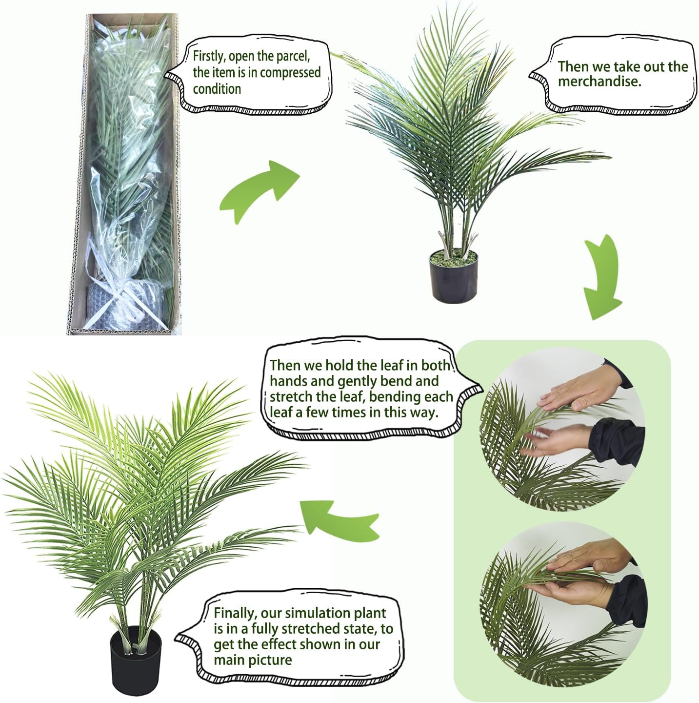 32-inch Artificial Palm Tree, Faux Little Tree with 11 Trunks and Pot for Indoor and Outdoor Modern Decor - Perfect for Home, Office, or Table (2 Pack)
