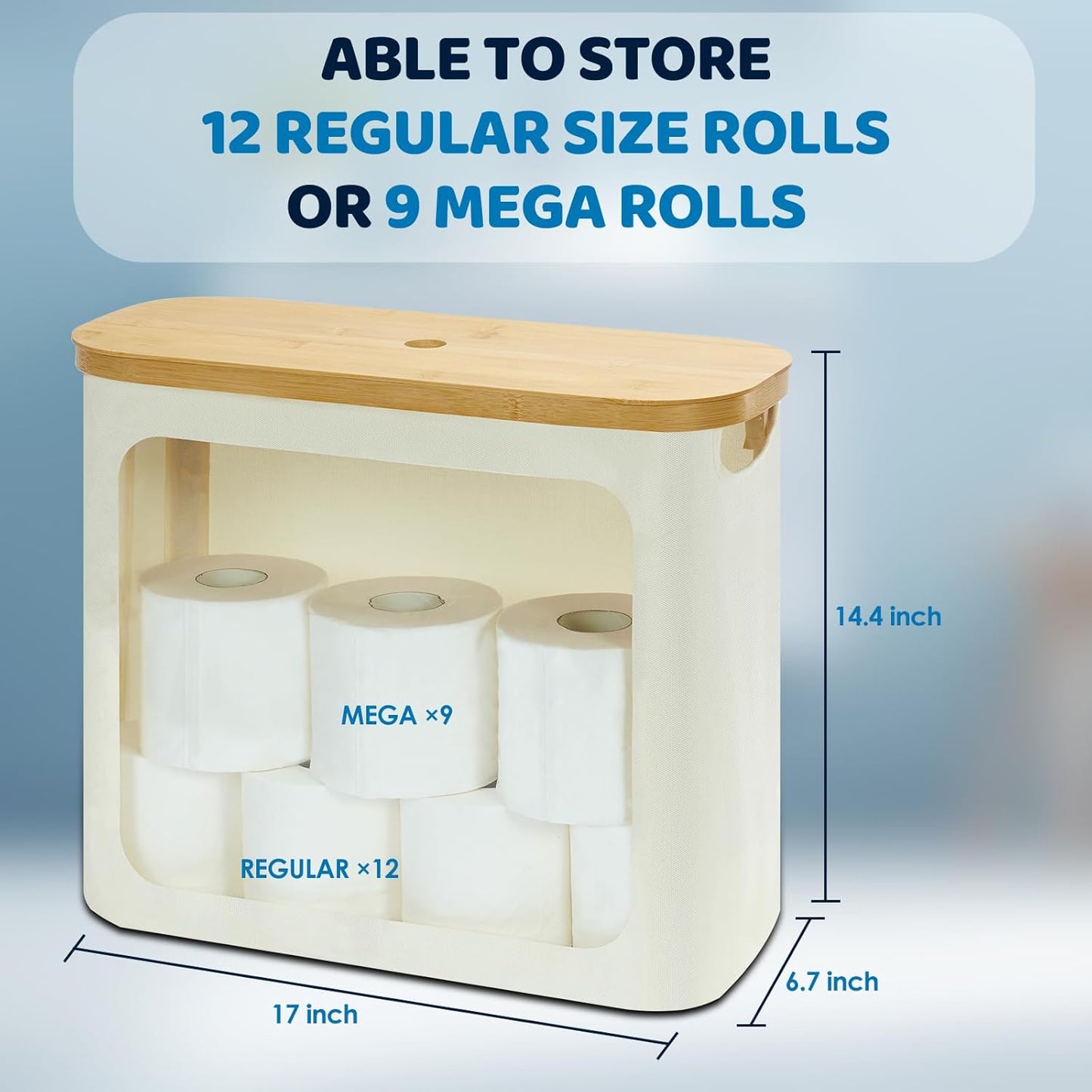 Toilet Paper Storage with Lid, Large Toilet Paper Holder for up to 12 