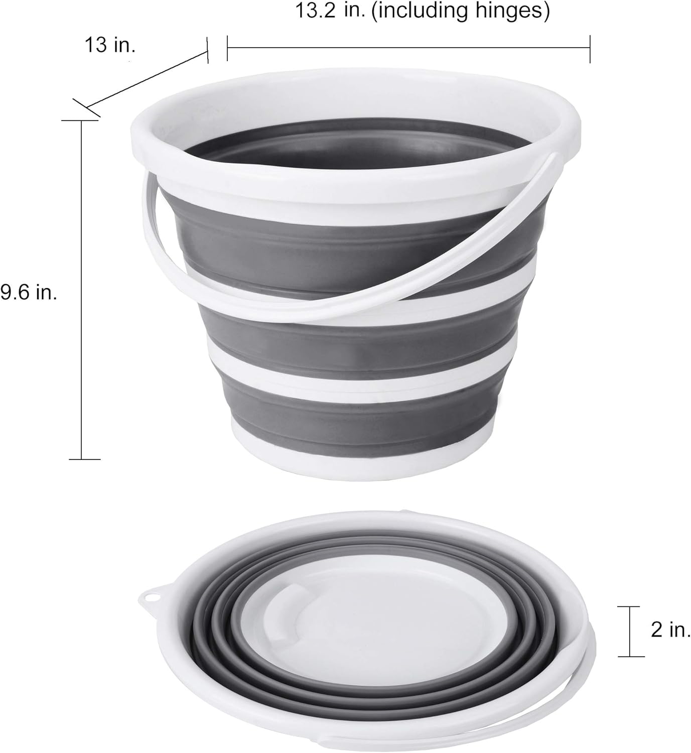 Eurow Indoor and Outdoor Collapsible Bucket with Handle, 10 Liters, 2.