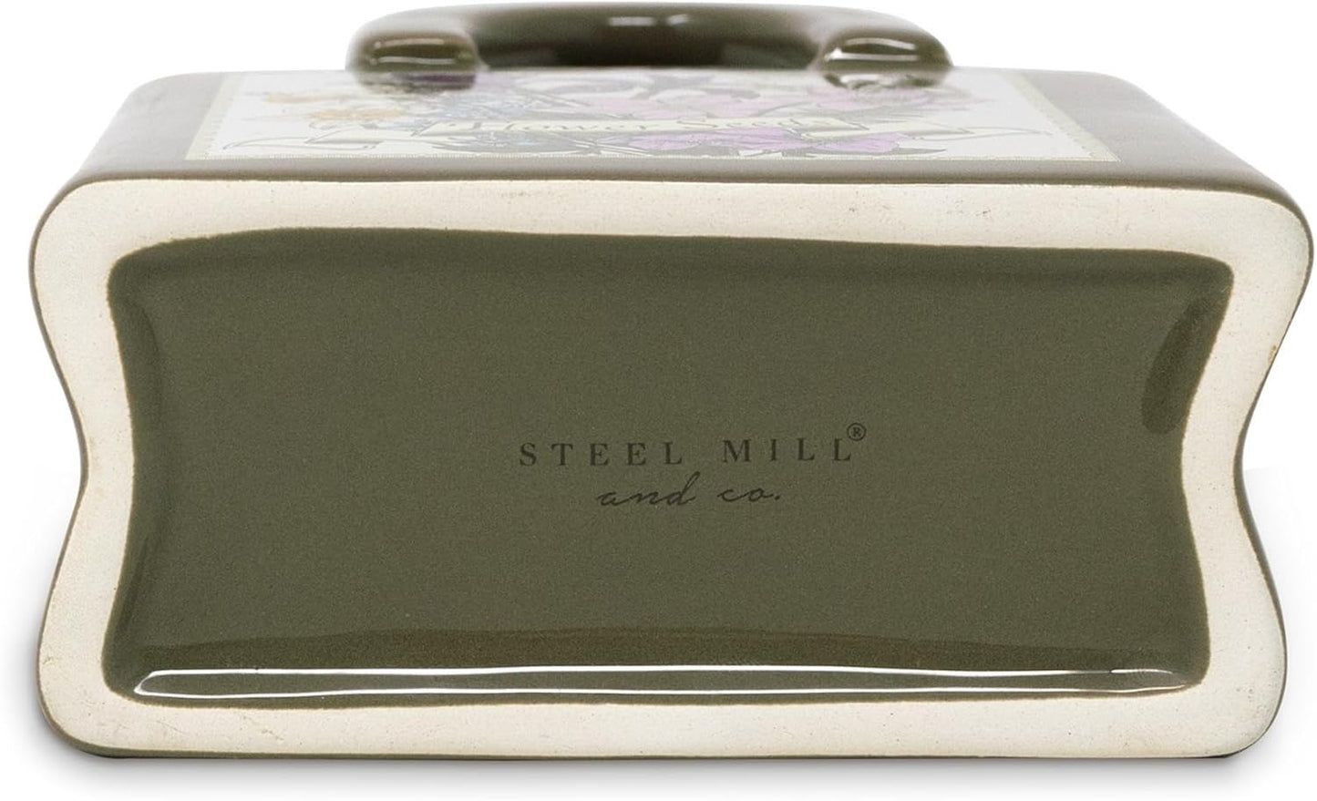 Steel Mill and Co Mini Ceramic Tote Bag Vase, Novelty Wildflower Garden Shop Planter, Unique Desk Pen Holder & Pencil Cup, Small Succulent Pot & Home Decor (Wildflowers)