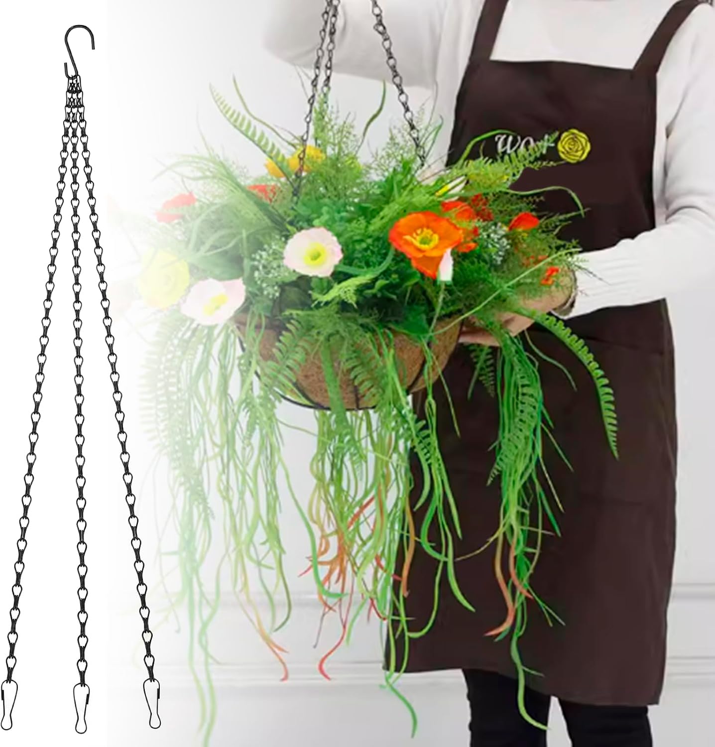 Siutaga 3 Pieces 15.7 inch Black Hanging Basket Chain with Hooks Flowe