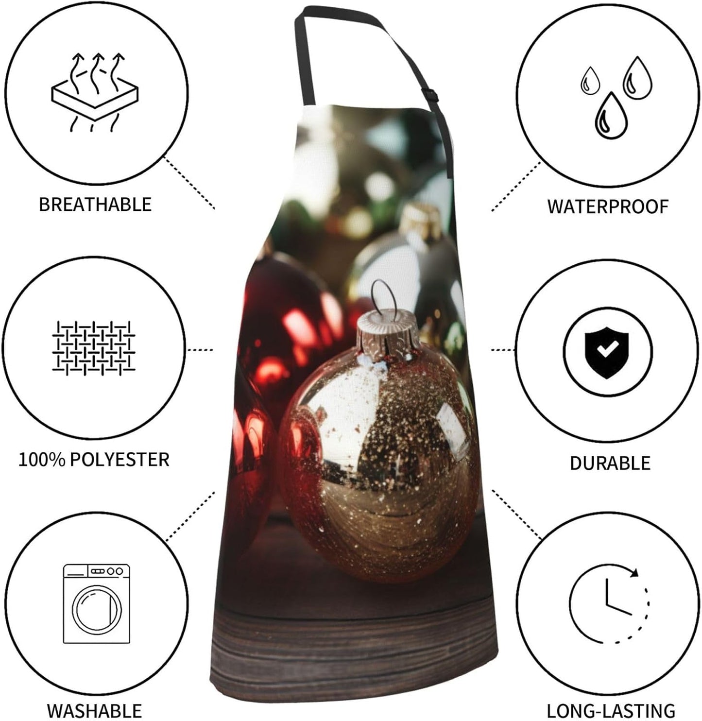 Merry Christmas Ball print Waterproof apron with pocket adjustable cooking apron for adult kitchen bibs to bake