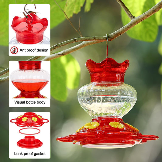 Plastic Hummingbird Feeders for Outdoors Hanging, 2 Pack 13 Ounces Ant