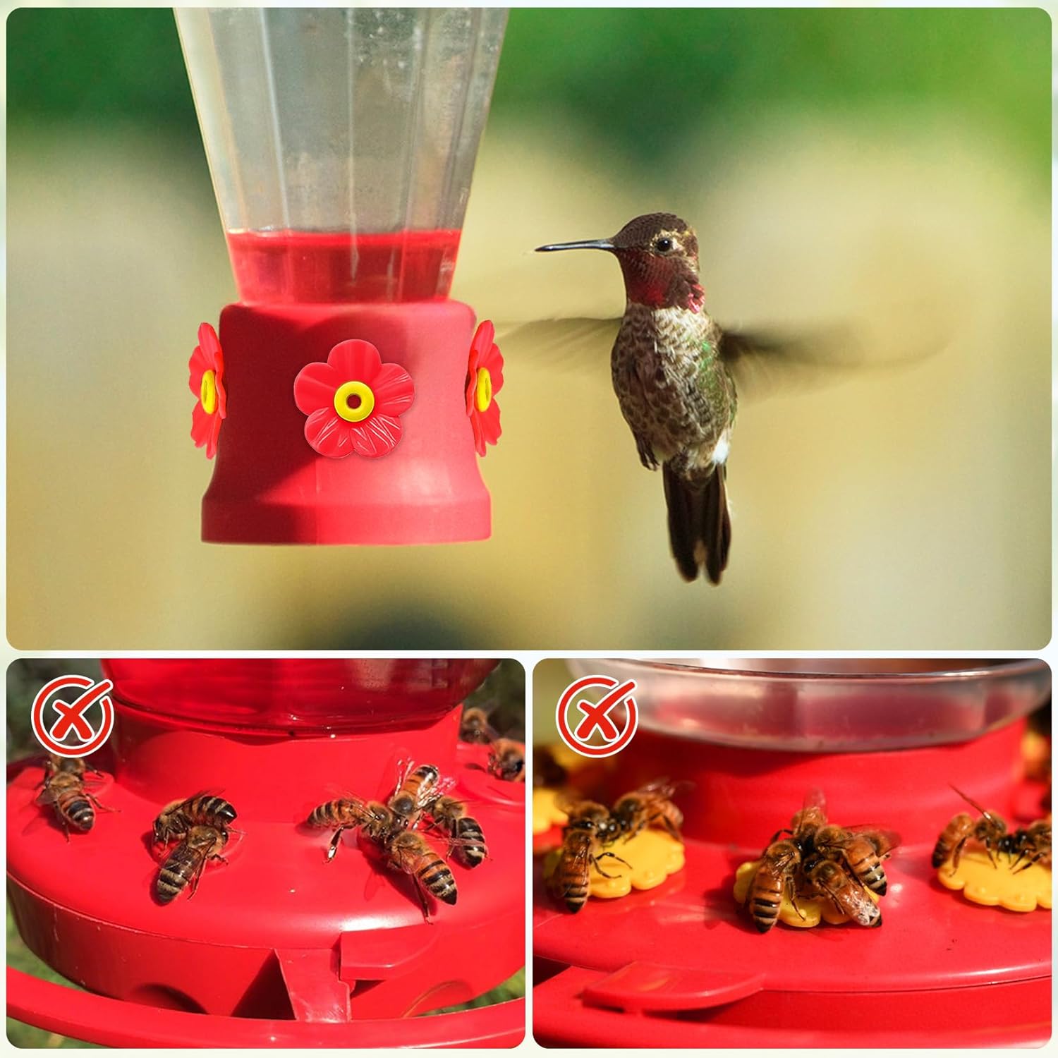 16 Sets Replacement Flowers for Hummingbird Feeder Parts with 2pcs Hum
