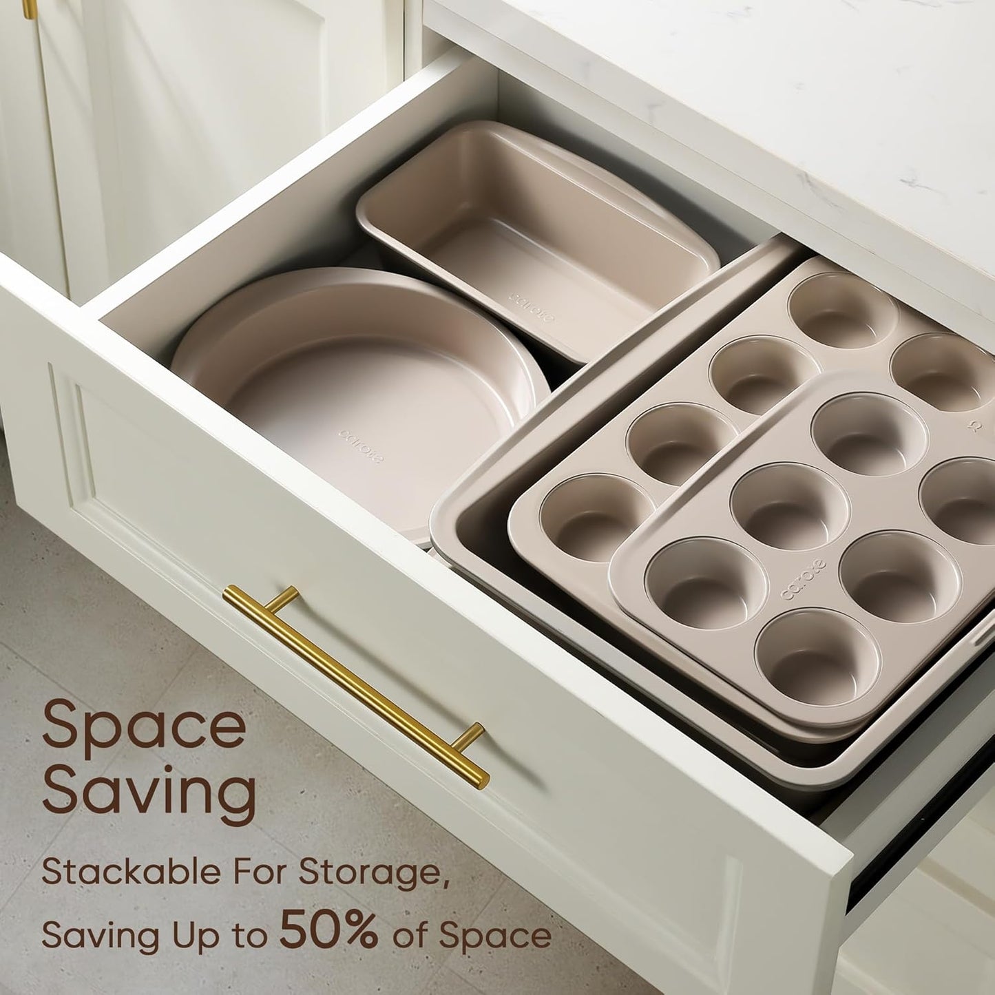 CAROTE 7-Piece Nonstick Stackable Baking Pans Set - Bakeware Sets Incl