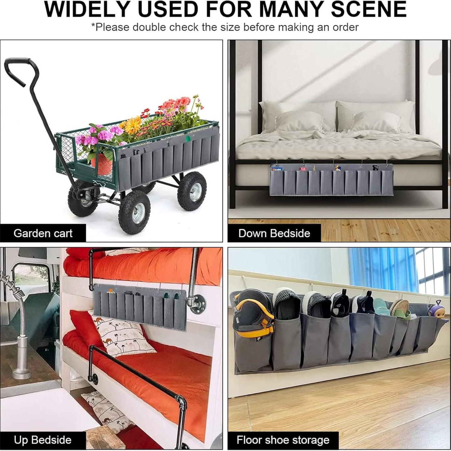 Bedside Organizers Case Storage with 10 Pockets and Hooks Easy Install