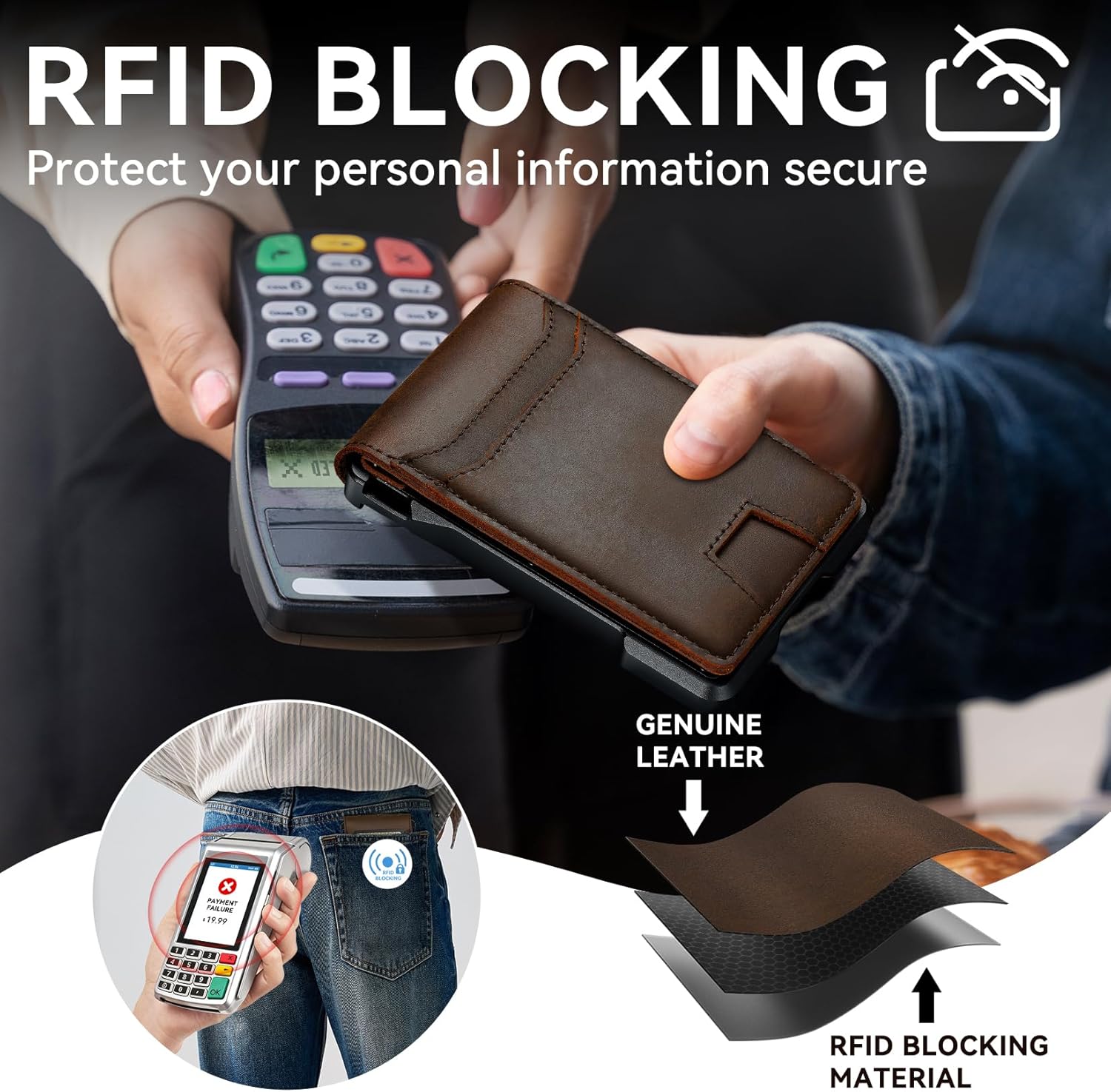 furid Genuine Leather Wallet for Men: Slim RFID Minimalist Wallets wit