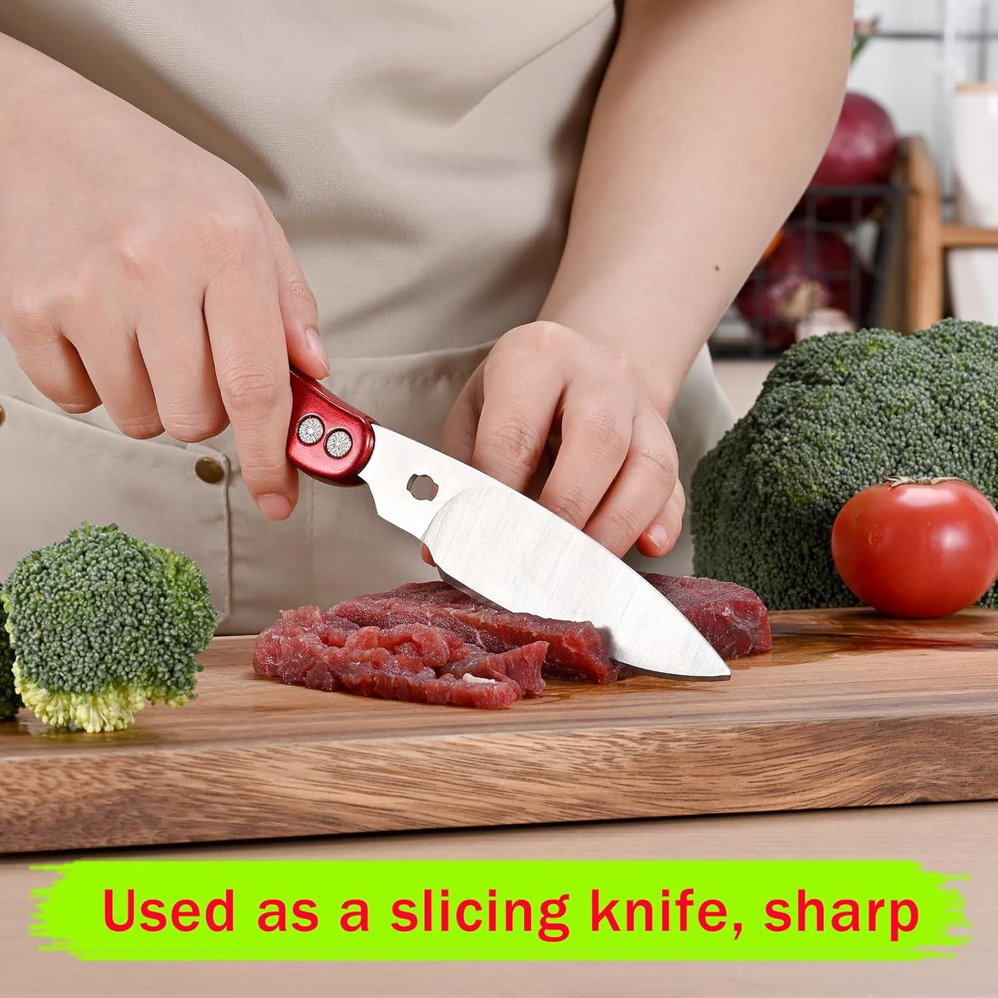 kitchen scissors all purpose Heavy Duty Household Kitchen shears with Safety Buckle for Kitchen Food Handling, Barbecuing,Garden, Camping Poultry Scissors Red