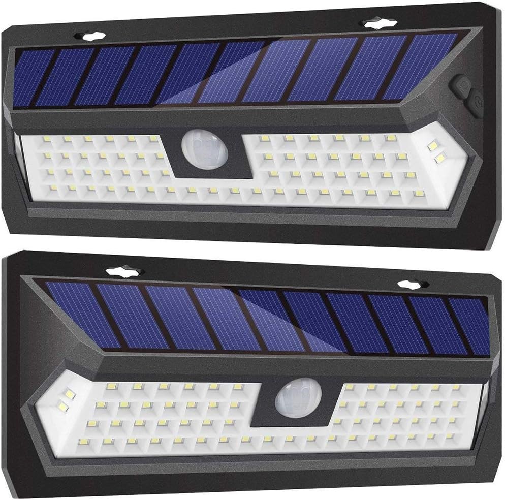 2pack 62LED Solar Light Garden 39ft Infrared Sensor 3 Lighting Mode Security IP65 Waterproof Outdoor Wall Street for Porch Garage Front Door