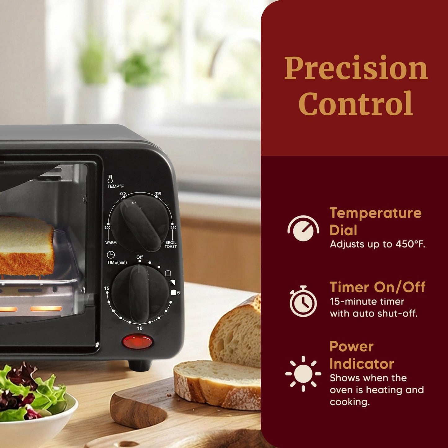Elite Gourmet ETO236 Personal Compact 2 Slice Countertop Toaster Oven 