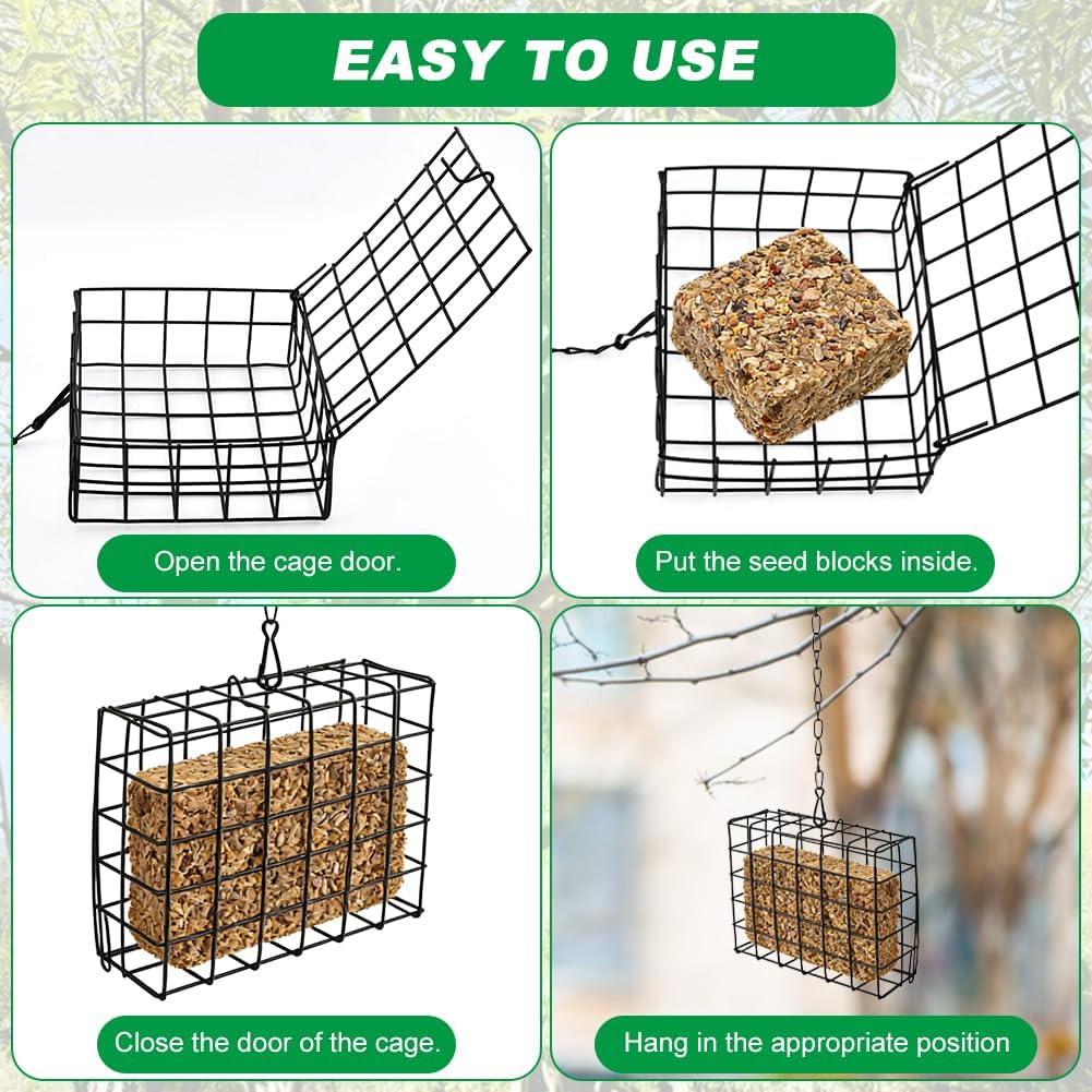 2Pcs Outdoor Suet Cage Bird Feeder, Suets Hanging Bird Feeder fo Attracting Birds, Single Suet Cake Capacity, Fruit Holder Style for Garden Yard Outside Hanging