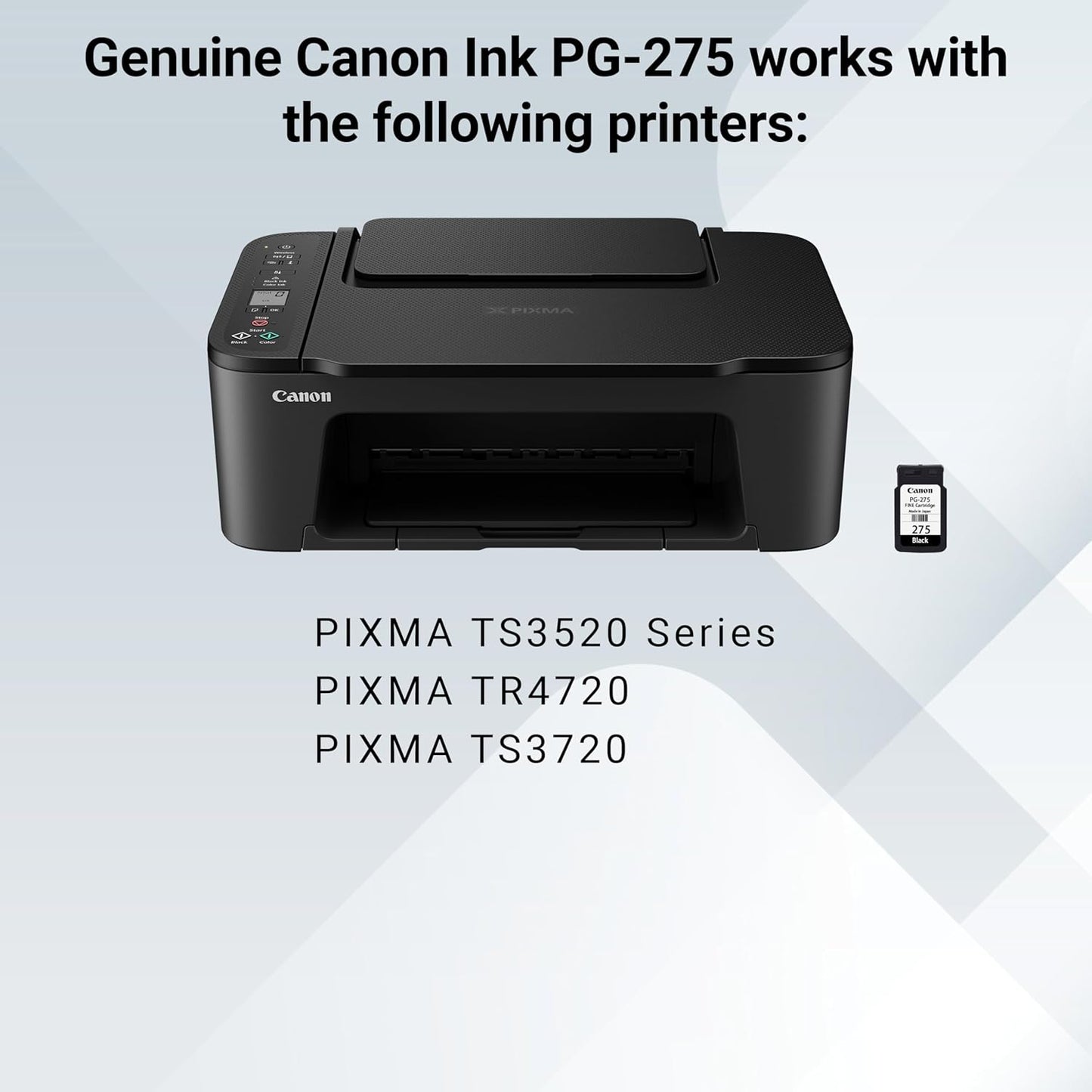 Canon PG-275 Genuine Black Ink Cartridge, Compatible with TS3520/3522,